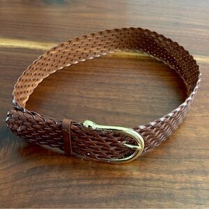 MICHAEL Michael Kors Brown Braided Genuine Bonded Leather Belt 553633 Sz Medium
